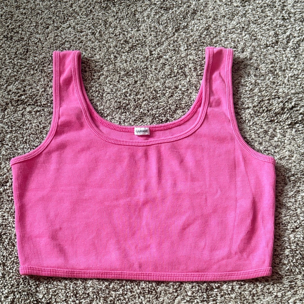 GARAGE pink Ribbed Tank Top